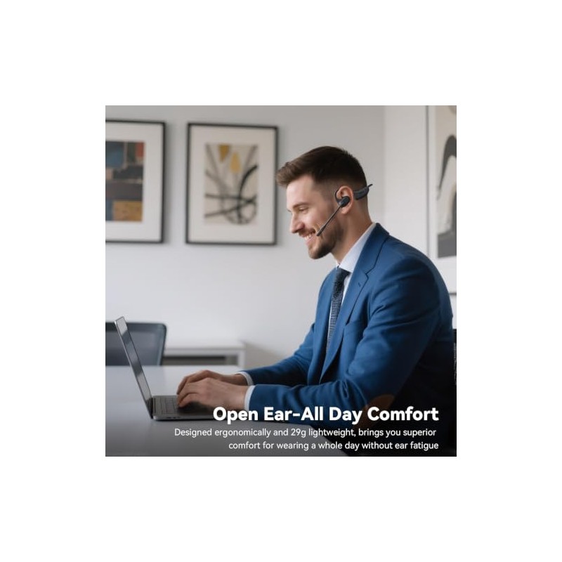 Auriculares de oreja abierta con micrófono, auriculares Bluetooth de 1.02