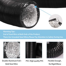 Omont Dryer Vent Hose 4 Inch 5FT Flexible Dryer Ducting Tube Air Duct Aluminum Insulated Flex Hose Kit Indoor Outdoor