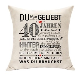 Hasodeo Wertschätzung Geschenke für 40. Geburtstag Kissenbezug Dekoration Personifizieren Geburtstagswünsche für 40 Jahre Frau Männer Eltern Tante Schwester 40. Geburtstagsgeschenk für Sie Ihn (40.)