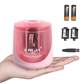 Battery Powered Electric Pencil Sharpener, Fast Sharpen, Suitable for No.2/Colored Pencils(6-8mm), School/Classroom/Office/Home (Pink, 1 Piece)
