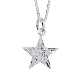 The Kiss Silver Necklace HKSP2530-SK4055-40 Hawaiian Jewelry Plumeria Star Honu Carved Women's 15.7 inches (40 cm)