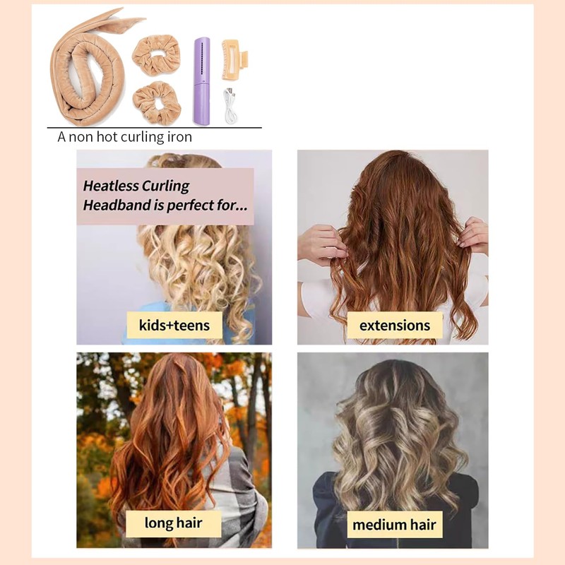 Heatless Curls Overnight Set, Satin Rods & Hot Comb Straightener,