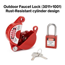 Boviisky Gate Valve Lockout with Safety Padlock, Red Outdoor Faucet Lock,Water Spigot Lock, Suitable for Valve Handles with a Diameter of 1-2.5 inches, 2 Set