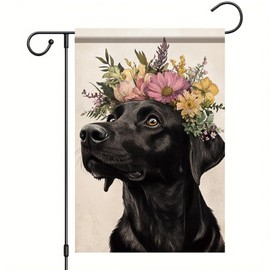 Starlit Patio Welcome Summer Spring Garden Flag 12x18 Double Sided Floral Labrador Dog Yard Flag Small Outdoor Welcome Flag Outdoor Decoration for Yard Patio Lawn