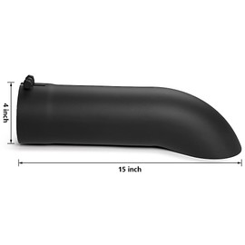 LCGP 4 Inch Inlet Turn Down Bolt On Exhaust Tip, Standard 4 Inch Inside Diameter Turndown Exhaust Tailpipe Tip, Black Powder Coated Stainless Steel, 15 Inch Length