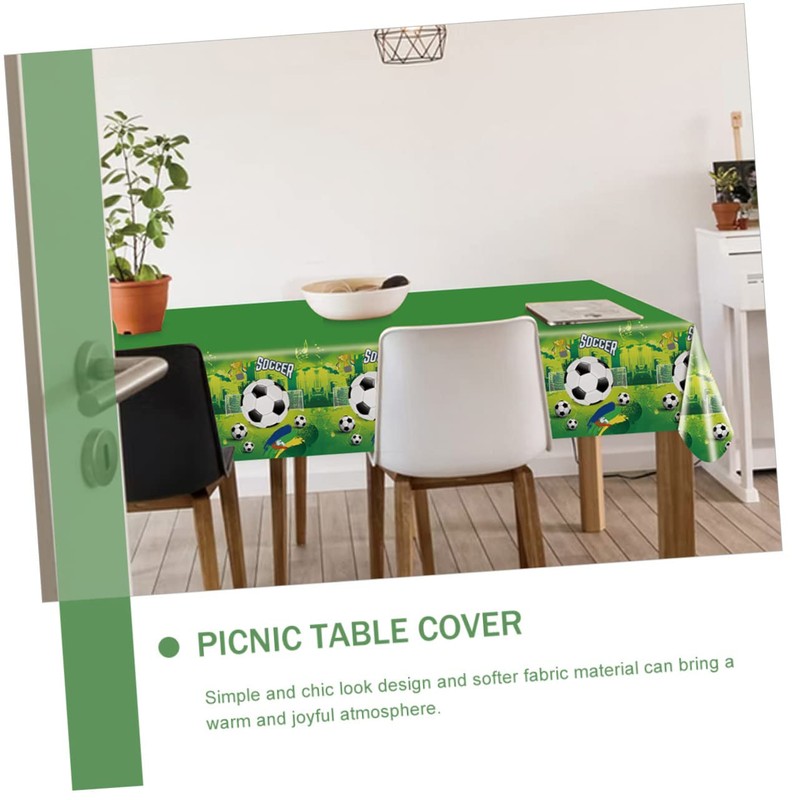 Zerodeko Wear Resistant Pe Table Cover with Soccer Prints Decorative