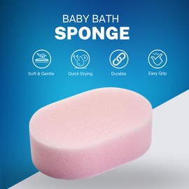 Baby Bath Sponges - 4 Pack - Soft and Gentle for Delicate Skin - Perfect for Bath Time - Babies Toddlers Child Adults Pink Blue