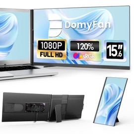 domyfan 15.6" Laptop Screen Extender, 120% sRGB FHD 1080P IPS Laptop Monitor Extender Dual Screen, Portable Monitor for Laptops 13-17" with HDMI/USB-A/Type-C Plug-Play for Windows, Mac, Android