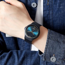 Unisex Analogue Quartz Watch Men's Minimalist Women's Watch 5ATM Waterproof Simple Classic Watches Men Women Teenager Sporty, blue-black, Bracelet