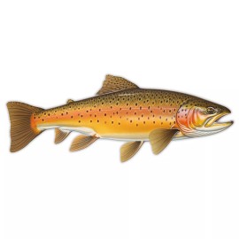 Black Diamond Art Brown Trout Sticker Fish Rainbow Cooler Boat Car Vehicle Window Bumper Decal - 3" x 1"