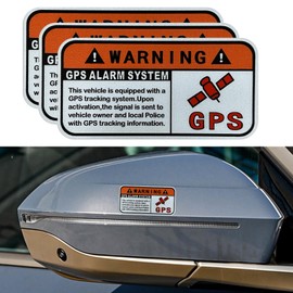 3PCS 1.6 x 3.2 Inch Warning GPS Alarm System Car Stickers, Automotive Decals, Self Adhesive Car Warning Stickers, Vinyl Car Window S tickers Car Exterior Accessories Universal for SUV Van