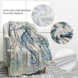 Jekeno Sea Horse Blanket Ocean Gifts for Adult Kids, Sea Horse Throw Blanket for Women Men, Christmas Birthday Valentine's Day Nautical Ocean Decor Gifts for Boys Girls Age 2 3 4 5 6 7 8 9 10 Year Old