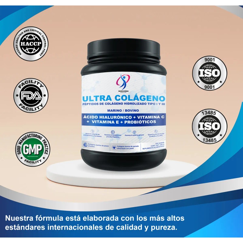 Ultra Colàgeno Renovagren C, E Hialurònico Probiòticos 500g Sabor Sin