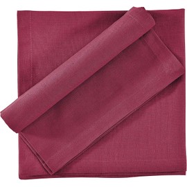 Cloth Napkins Dinner Washable Set of 4 in Cotton Linen Fabric Premium Quality, Mitered Corners for Reusable Every Day Use Pre Shrunk and Good Absorbency Christmas Cloth Napkins (Pack of 4, Burgundy)