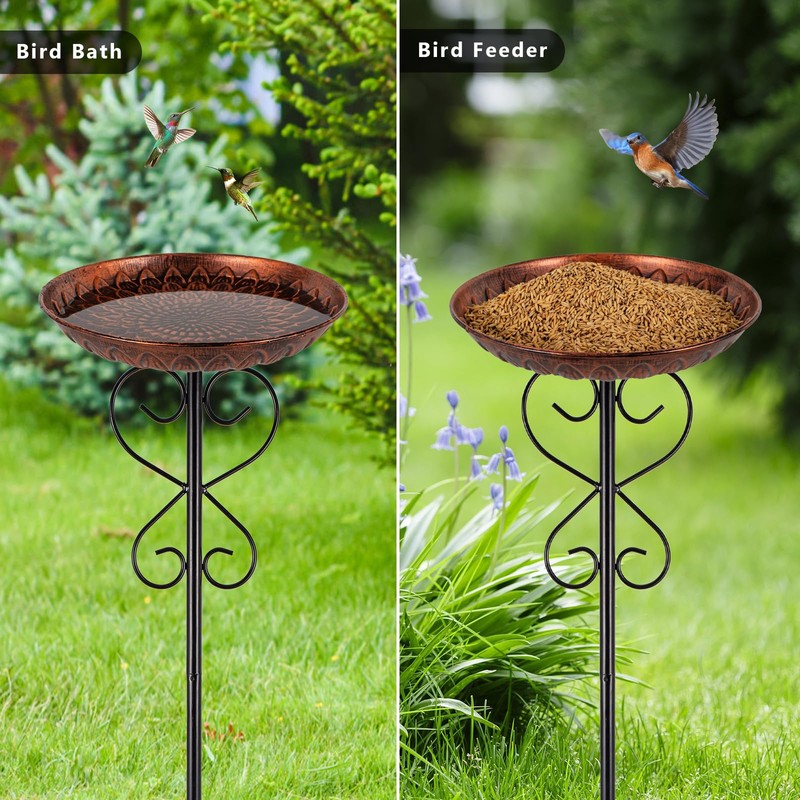 Metal Bird Baths for Outdoors, 38" H Birdbath with 11.4