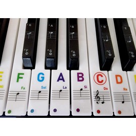 Piano Keyboard Stickers for 88/61/54/49/37 Key, Bold Large Bright Letters Piano Stickers for Learning, Removable Piano Keyboard Letters, Notes Label for Beginners and Kids, Multicolor