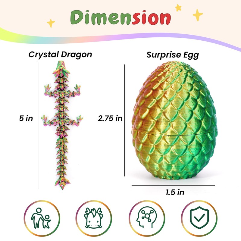 4PCS 3D Printed Dragon Eggs with Dragon Inside, Easter Dragon