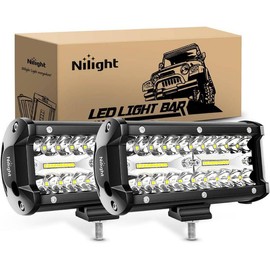Nilight LED Pods 2Pcs 6.5 Inch 120W Yellow Flood Spot Combo Triple Row Driving Lamp Roof Bumper Off Road LED Work Lights Bar for Van Camper Wagon Car Pickup Golf Cart ATV UTV SUV Truck Boat 4x4#springtok - Color: 6.5 Inch 120W Triple Row Light Bar Flood 