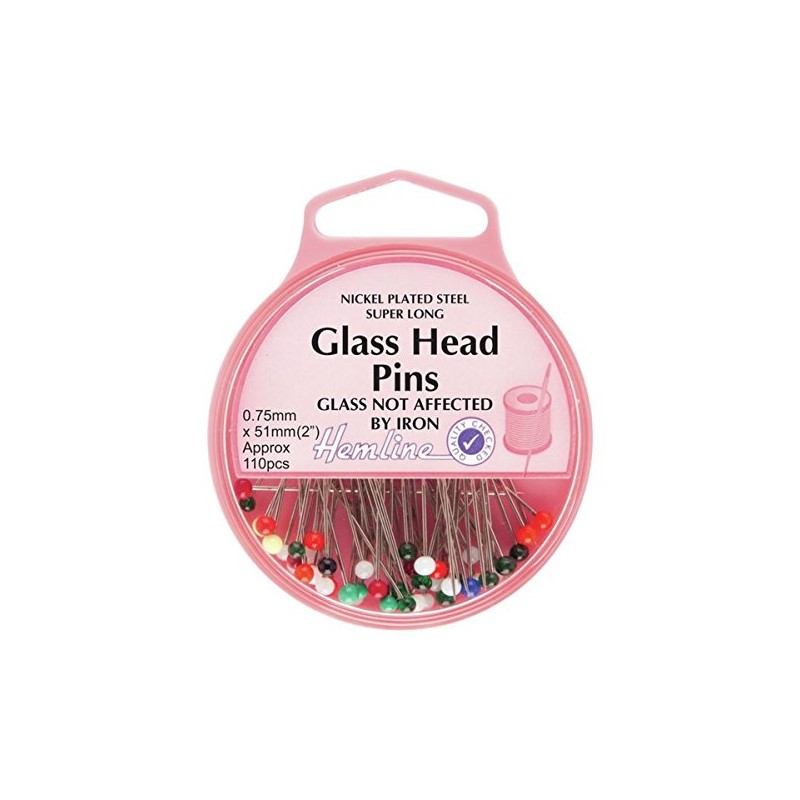 Hemline Extra Long Glass Head Pins Approx. 110 peices -