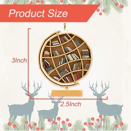 Book Lovers Ornament Acrylic Reading Book Globe Ornament Love Bookish Decor Librarian Gifts for Christmas Holiday New Year Party Xmas Tree Decorations Hanging Pendant Gifts