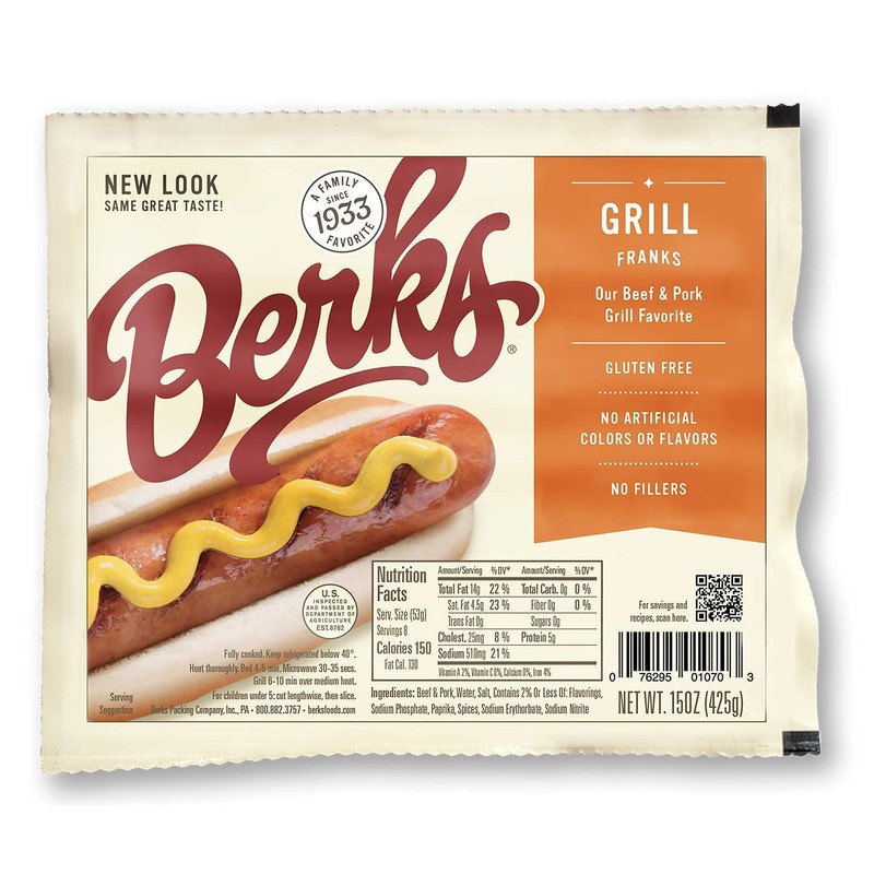 Berks Beef and Pork Grill Hot Dogs, 8 per Pack