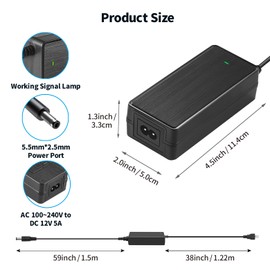Replacement 12V Power Cord for Sceptre Monitor, UL Listed AC Adapter Power Supply Charger for 32" 30" 27" 24" 22" 20" 19" 15" EC Series E248W E225W E205W E275W LED-Lit Screens & Supersonic Monitors