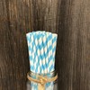 Light Blue Striped Drinking Paper Straws for Birthday Party Wedding