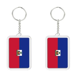 2 PCS Haiti Flag Keychain,Haitians Tag Keyring Key Chain for Car Motorcycle Auto