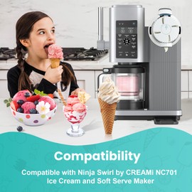 2 Pack Swirl CREAMi Pints and Lids Replacement for Ninja Swirl NC700 Series Ice Cream & Soft Serve Makers, BPA-Free, Leak-Proof & Dishwasher Safe