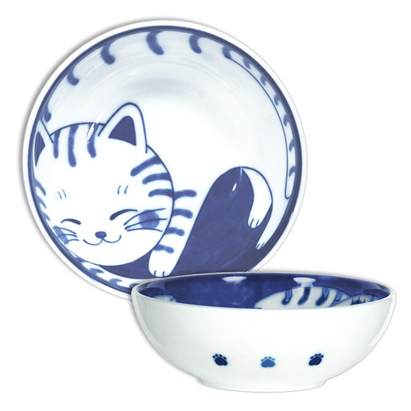 Unbranded Japanese 4.75"D Porcelain Rice Soup Snack Sauce Bowl Tabby