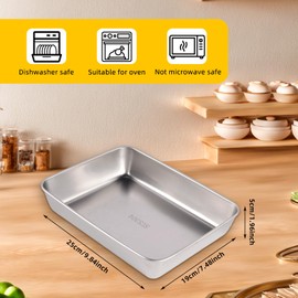 3-Piece Breading Bowls, Real Rectangular Containers Made of Stainless Steel, Food Grade Breading Set Made of Stainless Steel, Bowl for Breading 25 x 19 x 5 cm, Suitable for the Kitchen for Storing