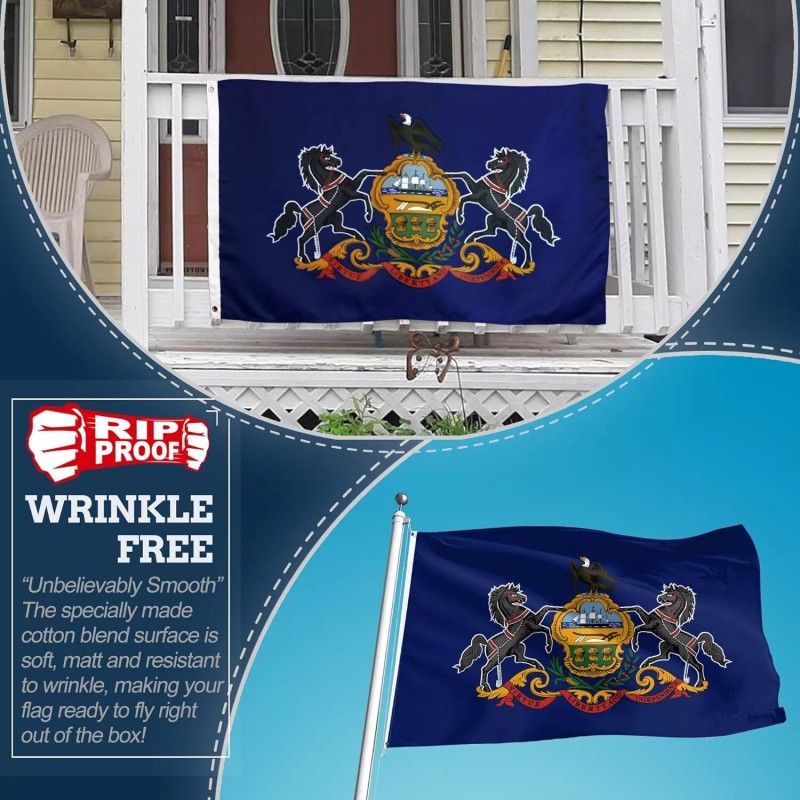 Anley Rip-Proof Double Sided 3-Ply Pennsylvania State Flag 3x5 Foot