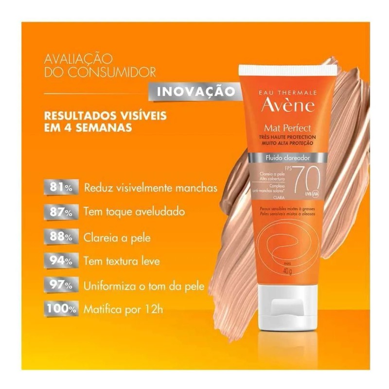Protetor Solar Avène Mat Perfect Fluido Clareador Fps 70 40g