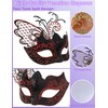 Ubauta Red/Black Butterfly Rhinestone Metal Venetian Women Mask for Masquerade/Mardi