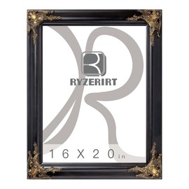 RYZERIRT Ornate Wooden Black Picture frames,16x20 Picture Frame for Photo Frame,Canvas Frames,Art Panels Frame,Paintings,Artwork,Corner Ornaments Gold Frames, without Acrylic Glass and Backing 02