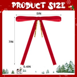 Iceyyyy 36 Pcs Velvet Christmas Wreath Bows-5 x 7 Inch Rustic Vintage Velvet Bows-Red Velvet Ribbon Gift Bows for Christmas Tree Garlands Wedding Parties Home Decor Indoor Outdoor