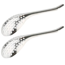 Toyandona 2 Pieces Sphering Spoon, Slotted Spoon, Stainless Steel Molecular Mixologist Bar Spoon, Strainer Spoon for Kitchen Kitchenware (Silver)