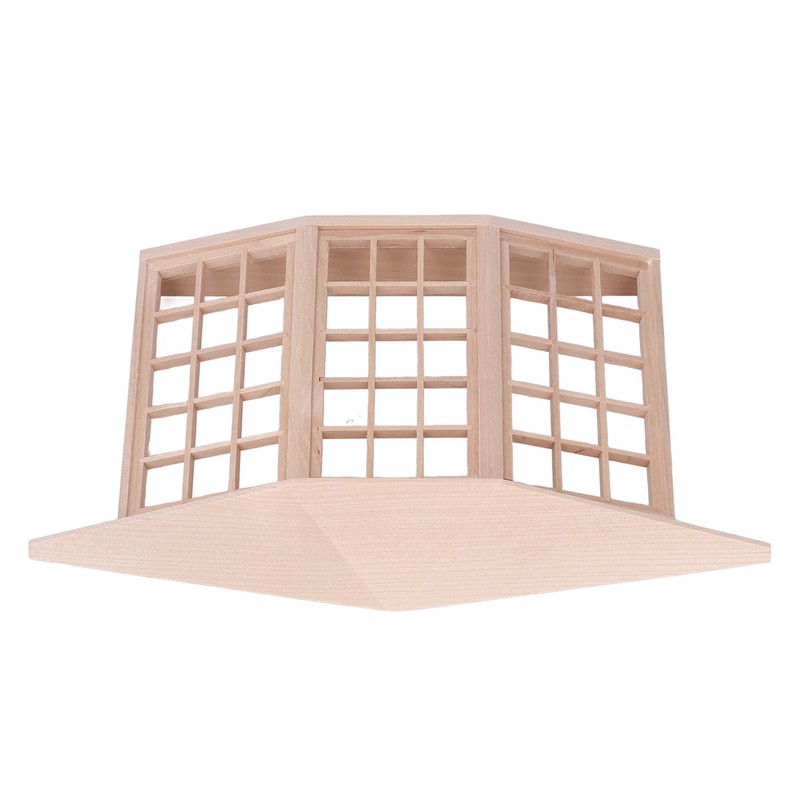 1/12 Dollhouse Bay Window Exquisite Miniature Wooden 45 Degree Corner