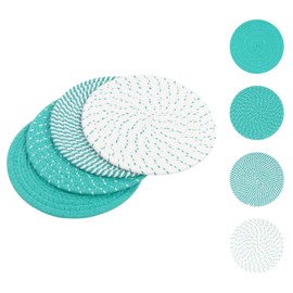 SHACOS 8 Inches Trivets for Hot Dishes, 4 Pieces Cotton Trivets Mats for Kitchen, Hot Pads for Countertops and Table, Heat-Resistant Pot Holders for Hot Pots and Pans(Teal Blue, 4pcs)