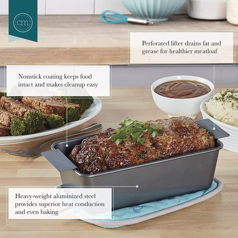 Chicago Metallic 2-Piece Healthy Meatloaf Pan with Draining Insert Professional