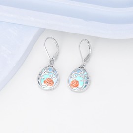 enjoylifecreative Flower Moonstone Earrings for Women 925 Sterling Silver Sunflower Daisy Lotus Rose Filigree Earrings Moonstone Jewellery Gift for Women Girls, Sterling Silver