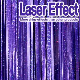 PartyWoo 2 pcs Purple Foil Fringe Curtain, Metallic Tinsel Fringe Backdrop Door Fringe, Purple Streamers Backdrop for Mermaid Birthday Party Decorations, Party Photo Backdrop, Bachelorette Party Decor