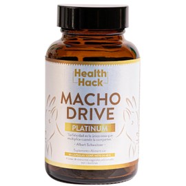 Health Hack Macho Drive Platinum | Maca Negra y Roja, Ginseng Coreano, L-Arginina, Zinc, Grano de Terciopelo y Vitamina D | Suplemento Masculino Premium para Vitalidad y Desempeño | 60 Cápsulas