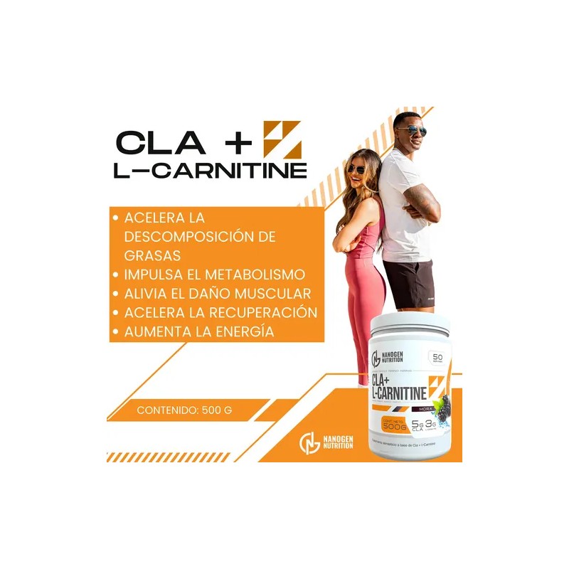 Cla + Carnitina Suplemento Nanogen Nutrition 500g 50 Servs