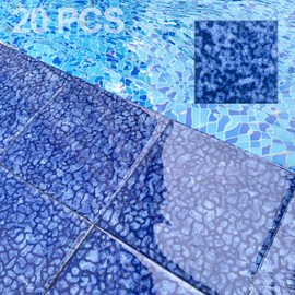 20 PCS Porcelain Swimming Pool Waterline Tile, 6" x 6" Blue Glazed Tile for Pool Floor Kitchen Backsplash Bathroom (5 Sq.Ft)