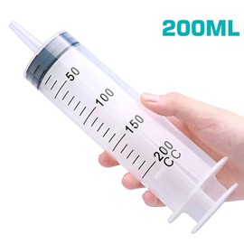 OLCANA 200ml Plastic Large Syringe with 100cm Tube Measuring Syringe for Oil Fluid Suction, Nutrient Measuring, Watering Experiments Industrial