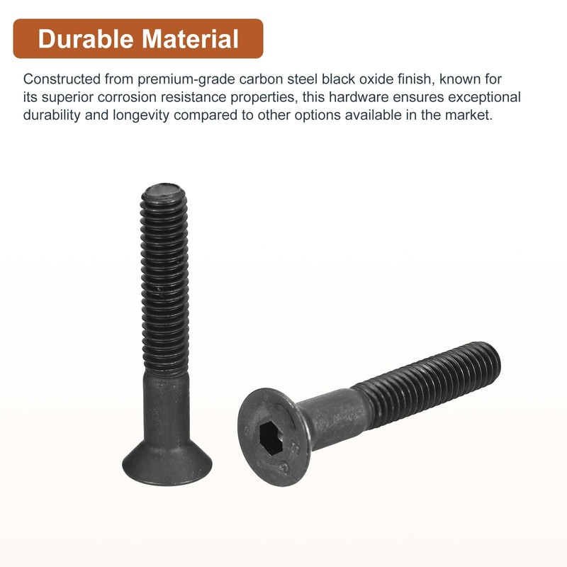 DTGN 5/16-18x2" Flat Head Socket Cap Screws, 10 Pack Hex