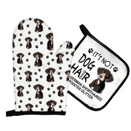 Mingnei German Shorthaired Pointer Oven Mitts and Pot Holders Sets,German Shorthaired Pointer Kitchen Gifts,GSP Dog Heat Resistant Potholder Kitchen Decor for Dog Lover Gifts,GSP Gifts Oven Glove Set