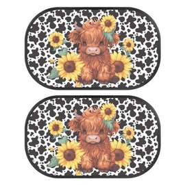 HUISEFOR Highland Cow Car Window Shades for Baby Side Automotive Window Sunshades 2 Pack Sunlight Shield Blocker Cover for Rear Facing Seats Gift for Holiday