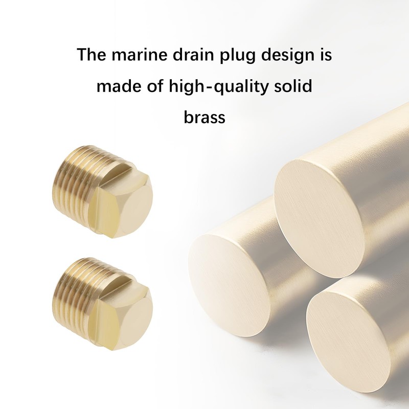YINETTECH 2 Pcs 1/2 Inch NPT Boat Drain Plug Solid